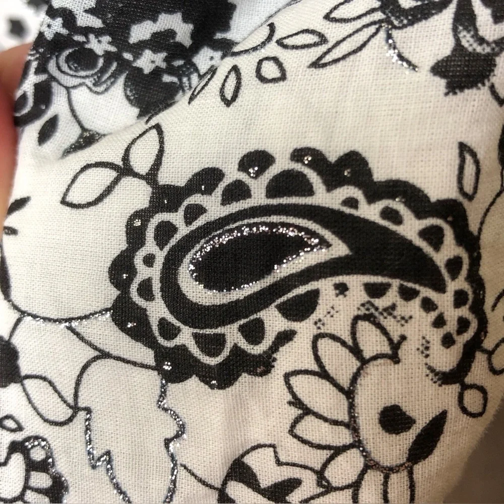 *SOLD* Cool Cotton Paisley Sundress Fully Lined Padded Top Elastic Shirring Sz L - Picture 5 of 12